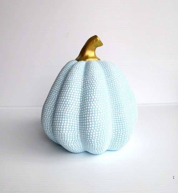 Hand Painted ceramic Pumpkin Blue and white Pumpkin Blue Pumpkin