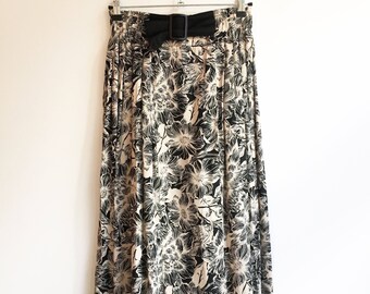 vintage printed floral belted skirt S/M