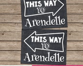 Items similar to This Way to Arendelle Chalkboard Sign Banner Frozen ...