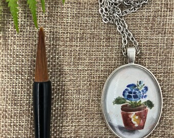 Forgiveness - Antique Silver Necklace - Watercolor Painting