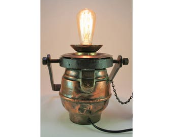 Antique copper oil lantern converted to an amazing electric lamp