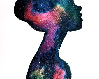 Cosmic watercolor "Cosmic Gril" | Original painting