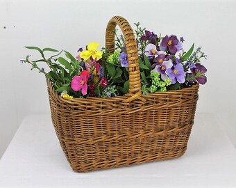 vintage Wicker Basket/Vintage Wicker Shopping Basket/1950's Shopping Basket (Ref1992K)