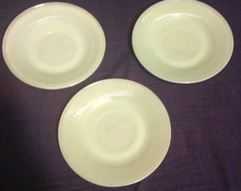 3 jadeite anchor hocking saucers