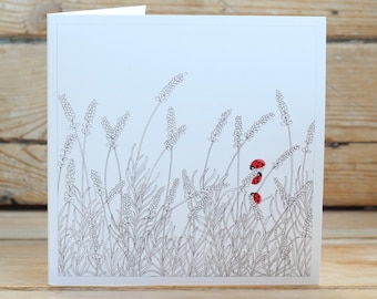 Lavender & Ladybirds Greeting Card