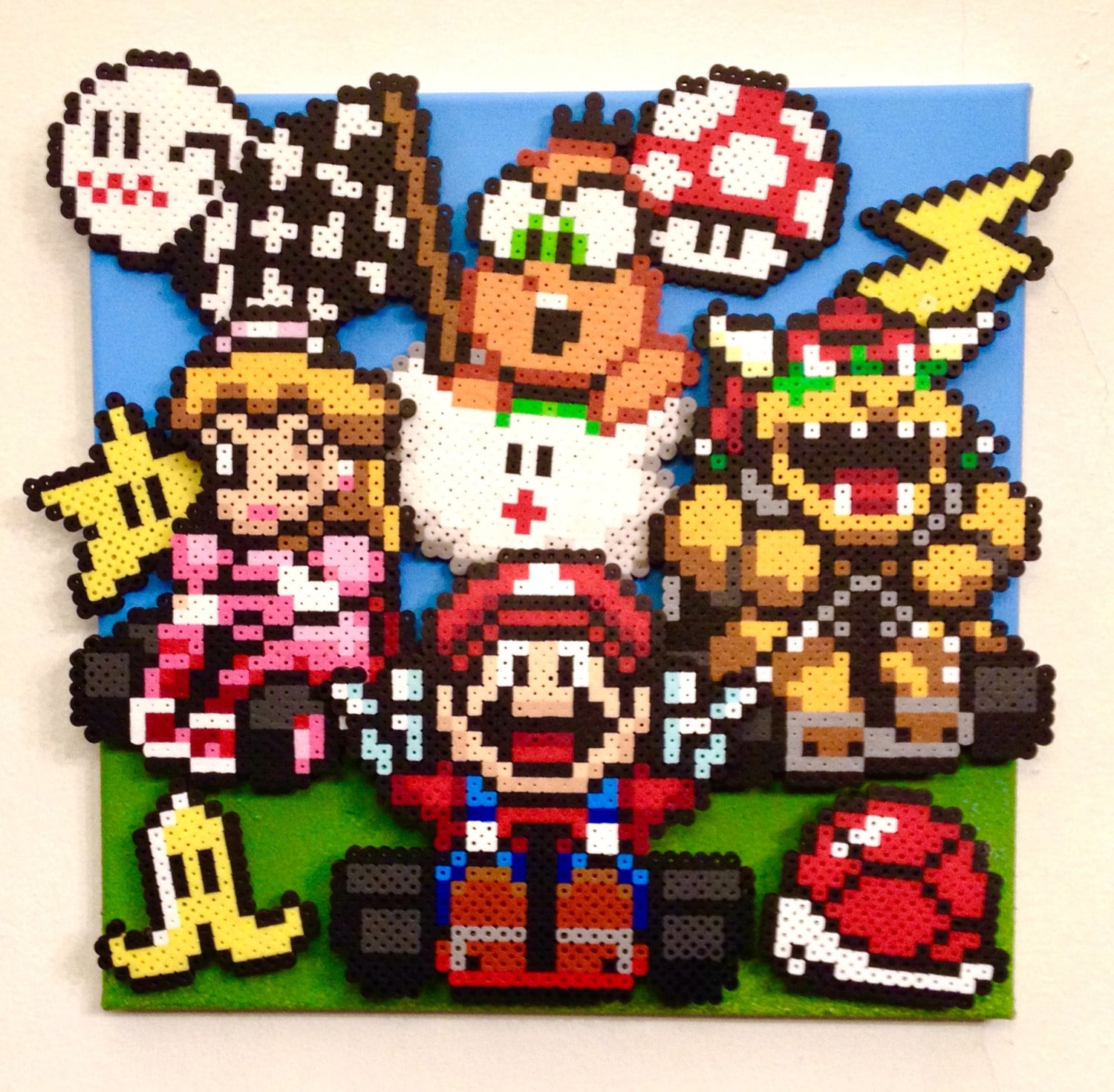 3D Mario Kart Retro Gaming Art. Handmade Pixel Art. Perler