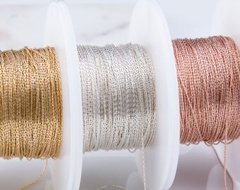 0.61mm Beading Chain in Sterling Silver, Gold Filled, Rose Gold Filled, Delicate Beading Chain,Priced Per 5ft, 50ft or 100ft,SCNF161