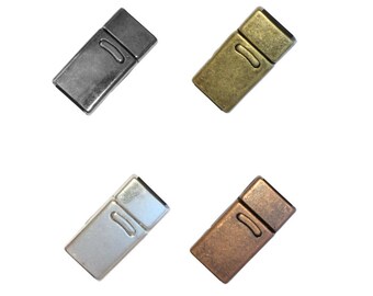 10mm Flat Magnetic Clasp / ID 10 x 2mm / hook and magnet closure / choose from antique bronze, copper, black gunmetal or bright silver