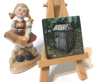Shed 128 - miniature painting, small, mini painting, tiny painting, miniature oil painting, tiny oil painting, still life painting
