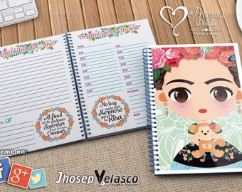 Printable calendar 2018 Frida Chibi A5 PDF-PPTX