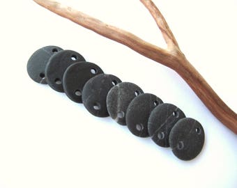 Rock Connectors Beach Stone Beads Mediterranean Beach Pebble River Rock DIY Jewelry Drilled Natural Stones DARK LINKS 18-20 mm