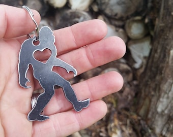 Yeti Bigfoot Sasquatch Rustic Steel Metal Key Chain Folklore Legend Wander Myth By BE Creations