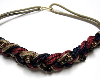 Blue Red Gold Belt Twisted Braided Cinch Bead