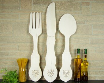 Fork Knife Spoon Wall Art Farmhouse Kitchen Wall Decor Fork Knife And Spoon Rustic Kitchen Decor Fork And Spoon Wall Decor Restaurant Decor