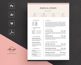 Pinky Resume Template / CV template / FREE Cover letter