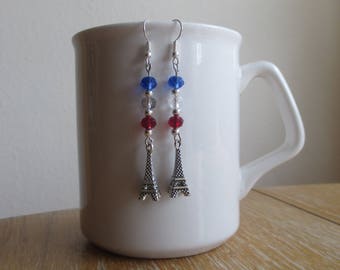 Red, white and blue Eiffel tower earrings