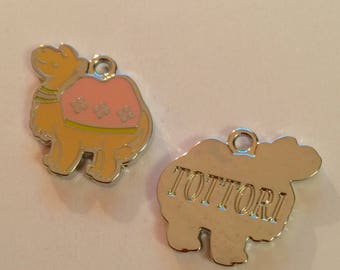 Camel yellow and pink enamel