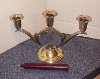 Vintage Silverplate Candleabra/ Floral Silver Candlestick Holder