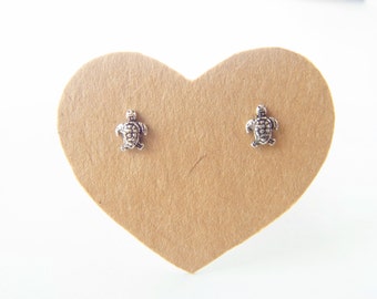 1 pair of Petite Turtle Post Stud Earrings, 92.5 % Oxidized Sterling Silver, Cartilage/Nose/ Earrings,Ocean Inspired design , Nickel free .