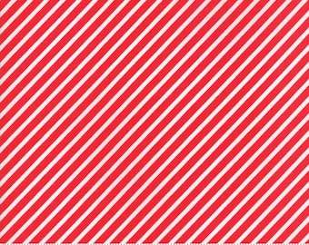 Vintage Holiday Bias Candy Stripe Red Yardage by Bonnie & Camille for Moda
