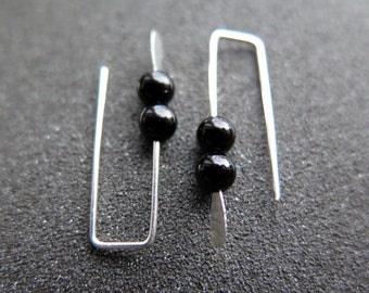 black onyx earrings. modern jewelry. small earings. Canadian seller.