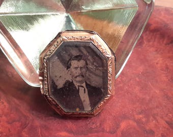 Victorian Mourning Brooch Daguerreotype Antique Funeral Jewelry