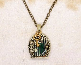 Hobbit Door Necklace Locket Pendant With Key & Shire Map