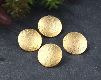 Gold, Textured Buttons for Wrapped Bracelet, Button Clasp, 4 pieces // GF-174