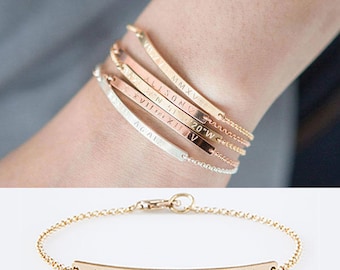 Bar Bracelet,Skinny Bar Bracelet,Gold,Silver,Rose Bar Bracelet,Coordinates Bracelet,Bridemaid Gift,Engraved Bracelet,Personalized Bracelet