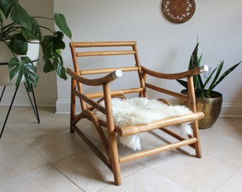Mid Century Ficks Reed Style Bamboo Rattan Arm Chair