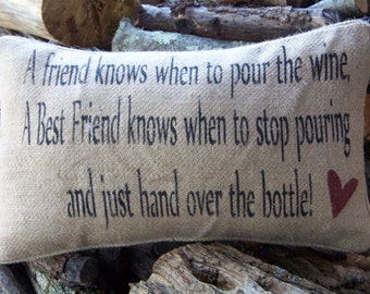 Hand stenciled burlap pillow