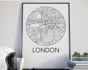 London, United Kingdom Minimalist City Map Print
