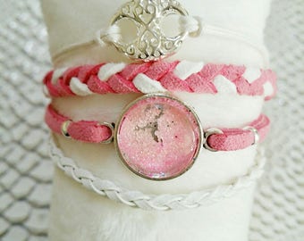 "jewel forever" bracelet MULTISTRAND pink and white