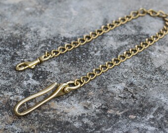 Solid Brass Wallet Chain with Fish Hook