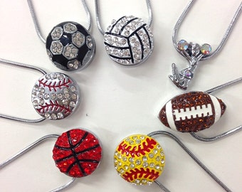 Rhinestone sports necklace / baseball/football/softball/basketball/volleyball/cheerleader soccer necklace / team jewelry / gift for her /