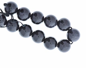 Black dyed jade beads , round , 14mm , 09148.91