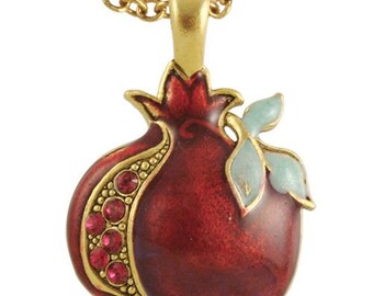 Jeweled Pomegranate Necklace One of Seven species in the Holy land of israel