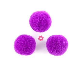 x 10 round tassel ball purple 20mm (257D)