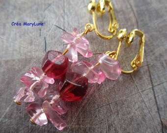 Clip earrings for non-pierced ears pink