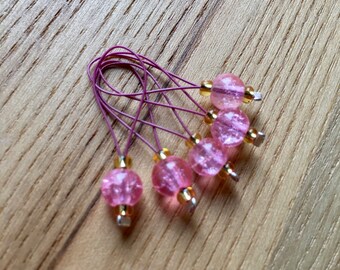 Knitting Tools, Snag Free Stitch Markers Set of 5, Value Pack, Gift for Knitters, Yarn Lover, Cute Glass Stitch Markers, Stocking Filler
