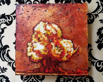 Atomic, 6x6 MIniature Original Acrylic Painting on Cradled Wood