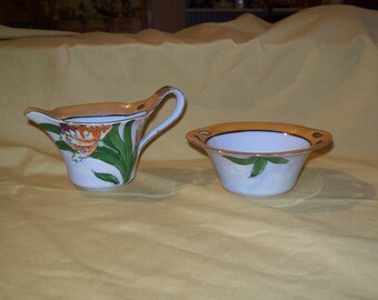 Noritake Lustre ware Tulips Cream and Sugar
