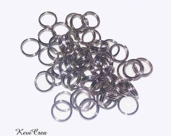 50 x rings double metal silver plated 6mm