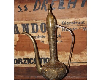 Vintage Etched Brass Teapot/Carafe