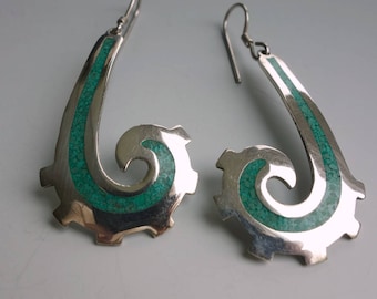 Mexico Sterling Crushed Inlay Earrings