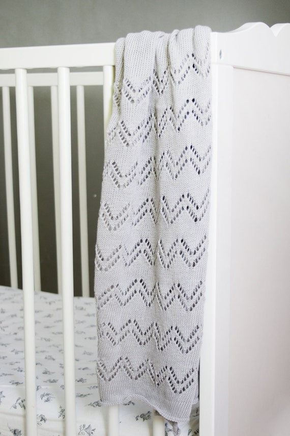 Organic Cotton Baby Blanket / Grey Baby Blanket / Grey Knit