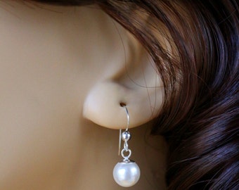 Pearl Earrings, Swarovski Pearl Earrings, Sterling Silver Earrings, Sterling Silver Pearl Earrings, Bridal Earrings, Wedding Jewelry