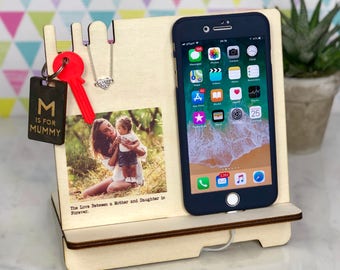 Personalised Gift for Her Woman Docking Station Mother Day Charging Station - Phone Stand Mom Daughter Iphone 7 8 Desk Organizer Birthday