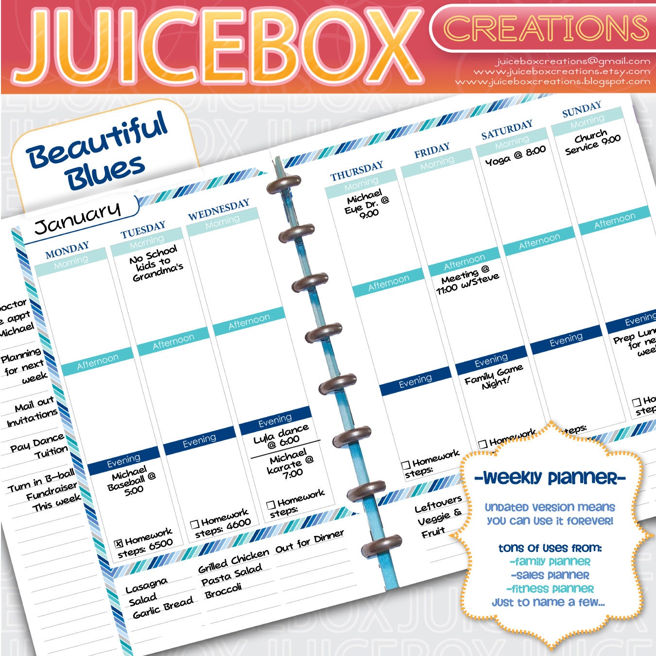 Forever Planner Printable Weekly Spread Beautiful Blues Forever Planner Printable Weekly Spread Beautiful Blues