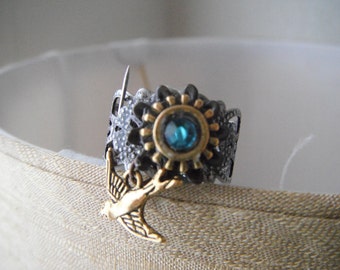 Steampunk Geared Adjustable ring (2) R1